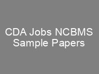 Capital Development Authority CDA Jobs NCBMS Sample Papers
