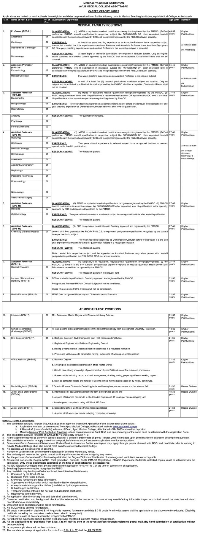 Medical Teaching Institution Medical Administrative Jobs NTS Roll No Slip