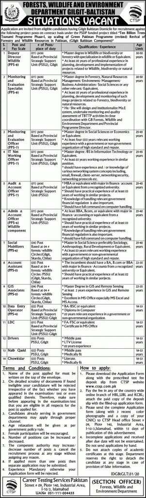 Forests Wildlife Environment Department GB Jobs CTSP Answer Key Results