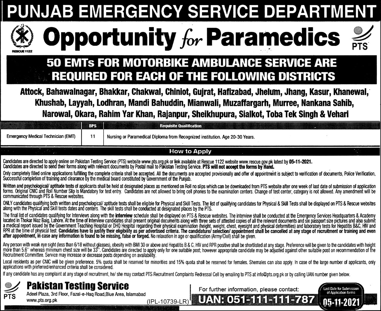 Rescue 1122 Jobs Punjab Punjab Emergency Service Department